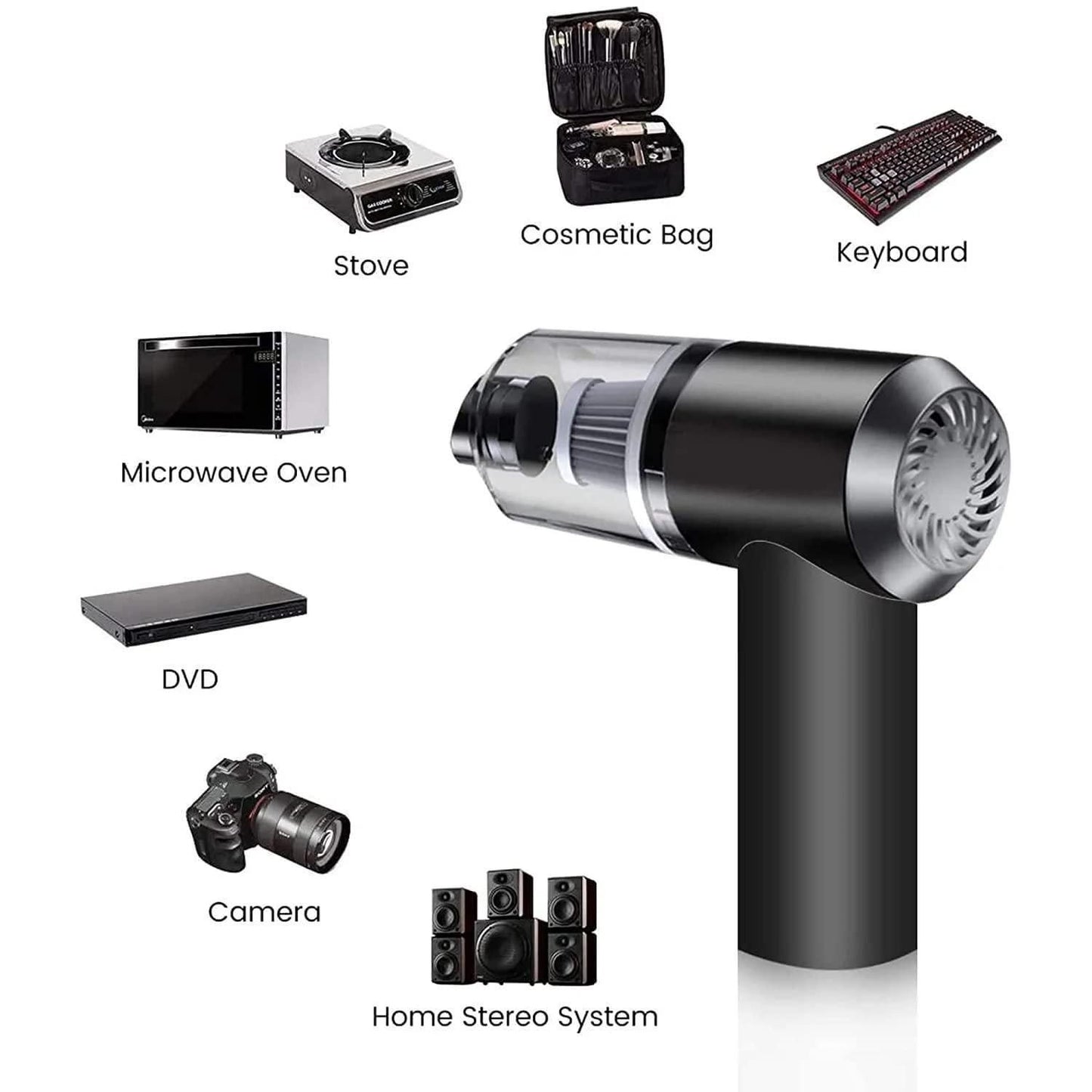 Portable USB Vacuum Cleaner Light for Home (2 in 1 Vaccum Cleaner 120w)(Black), HEPA Filter